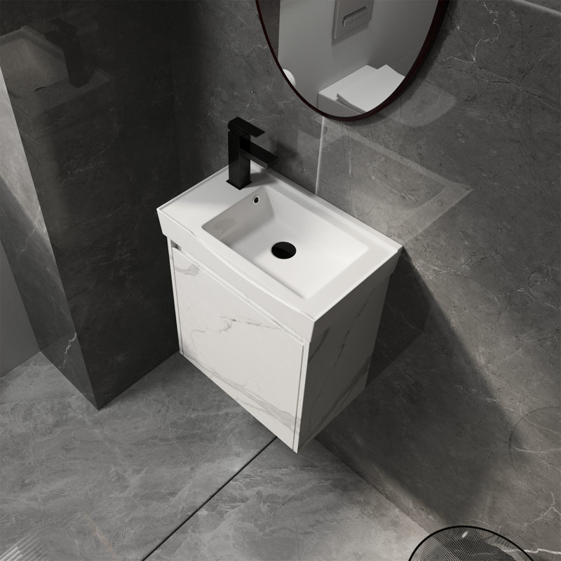 Wall-mounted Bathroom Vanity With Ceramic Sink