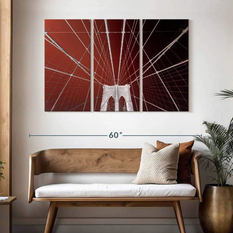 Lilie, ciel rouge, pont de Brooklyn, H 32 po x l 50 po