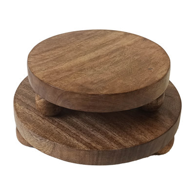 Round Solid Wood Handmade Riser Trays