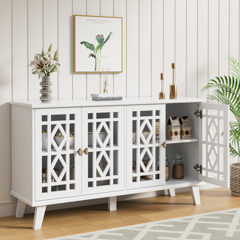 52''W Four Hollow Door Sideboard, White