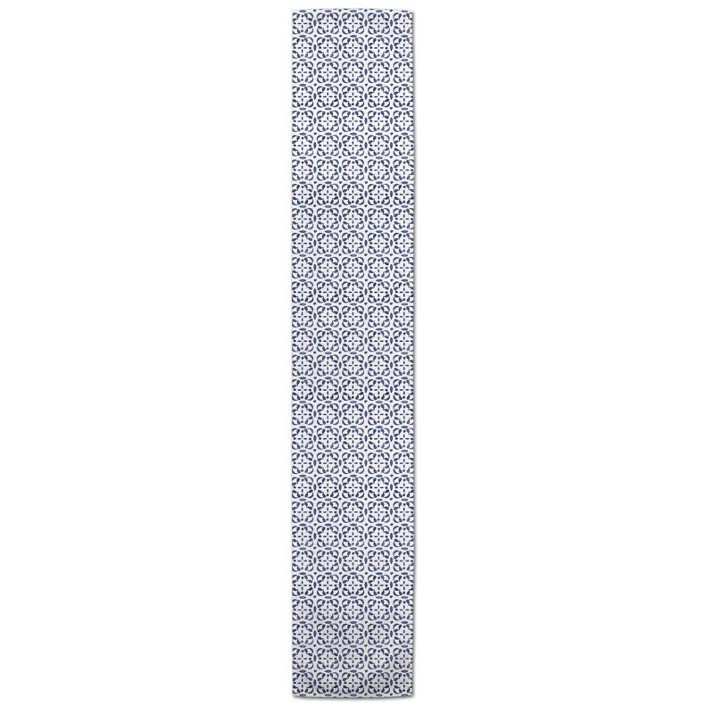 Milligan Tile Table Runner, Navy Blue, 90" x 16"