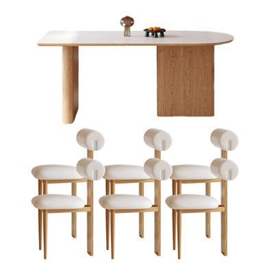 Ensemble de table de salle à manger moderne à base en bois massif