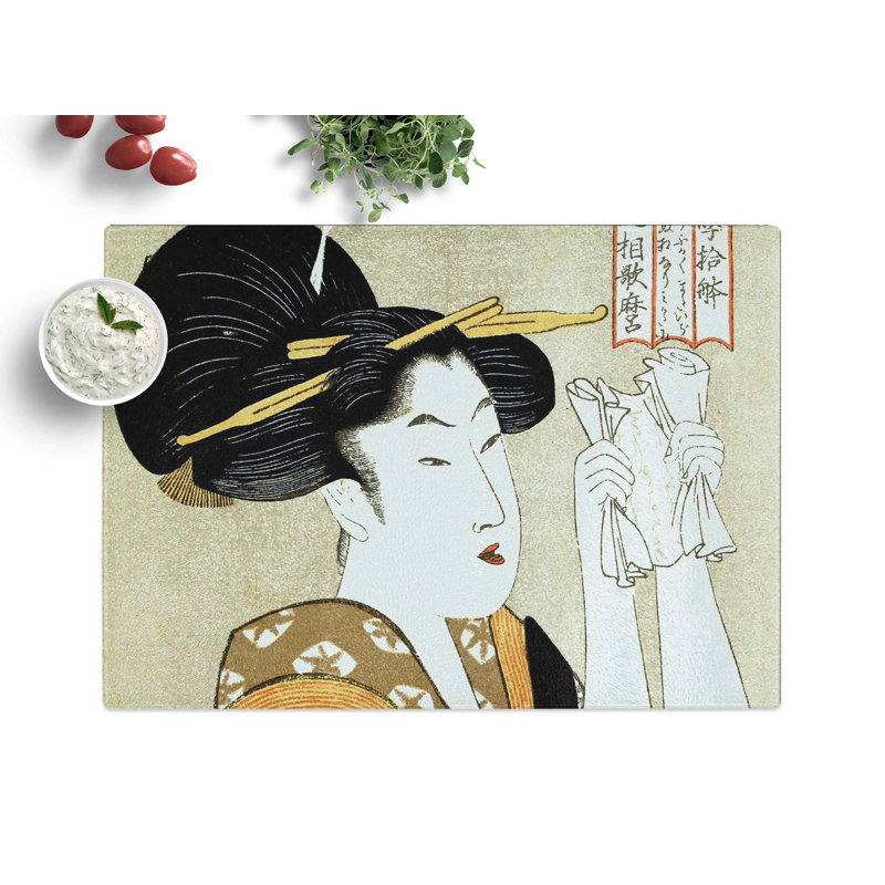 Tempered Glass Love Letter by Kitagawa Utamaro Chopping Board, 28.5 cm x 20 cm