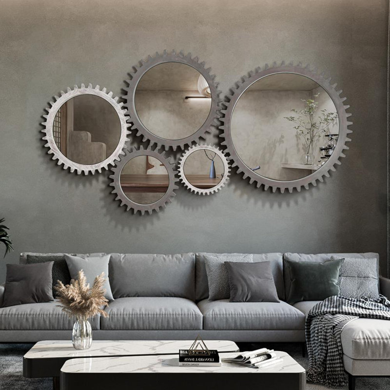 Miroir mural moderne et contemporain, 25,91 po x 19,17 po, Brun foncé antique