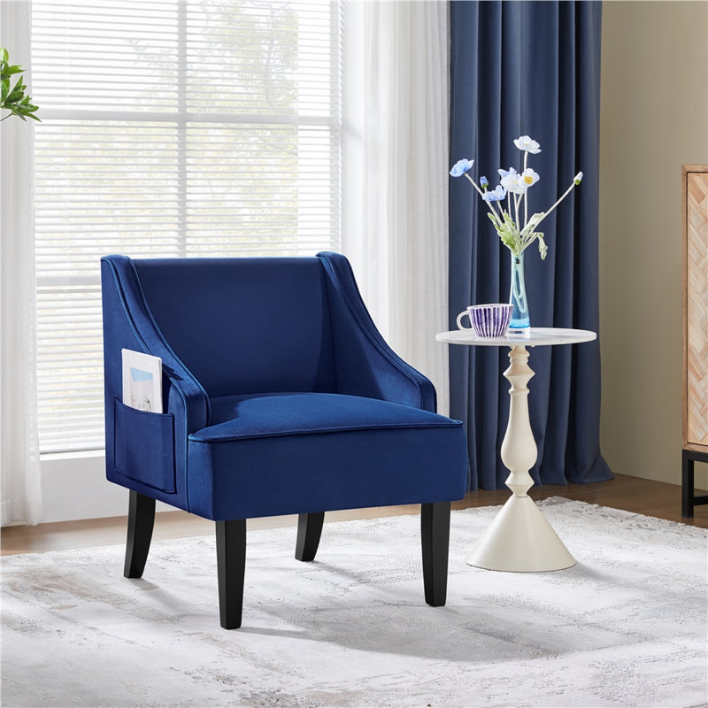 Fauteuil Accent, Velours bleu