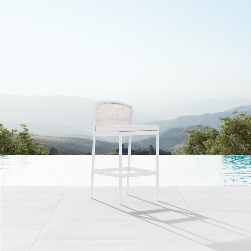 Catalina Patio Bar Stool with Cushion, Sand, 32.48" H