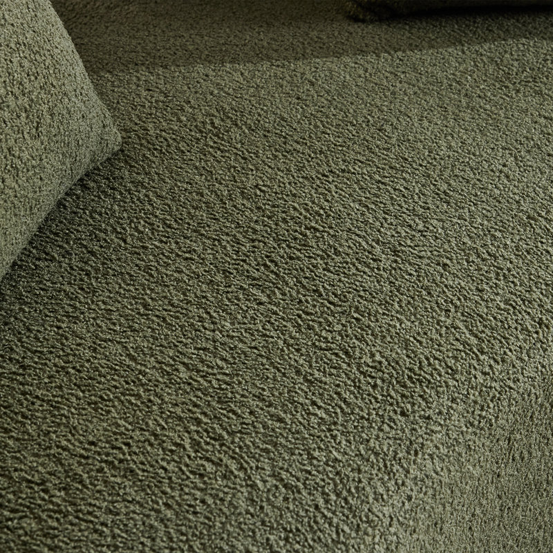 Compact Modern Sofas, Green Teddy Velvet, No-assembly For Small Spaces