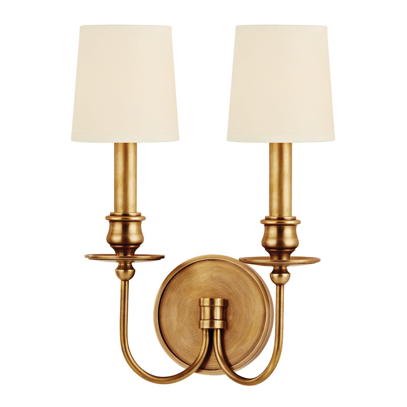 Applique murale à 2 lumières pour bougie, Laiton vieilli, Crème, crème