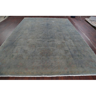 Tapis unique en laine noué à la main Oushak gris de 8 pi 3 po x 11 pi 4 po Wylde