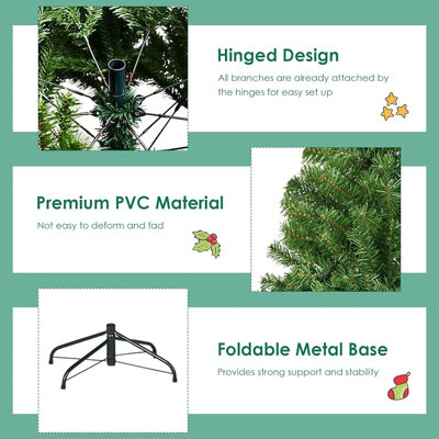 Arbre de Noël artificiel pré-éclairé 5 pi Goplus, arbre complet à charnière avec 150 lumières DEL multicolores, 11 modes d'éclairage, 600 branches en PVC, base pliable pour la décoration intérieure et de bureau