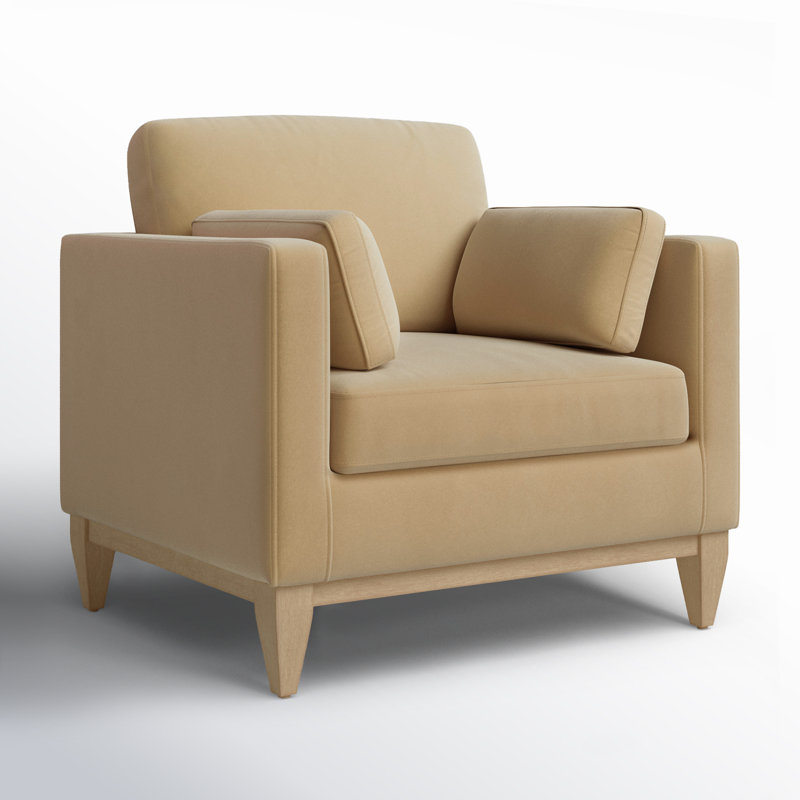 Pera Upholstered Armchair, Fawn Brown Velvet
