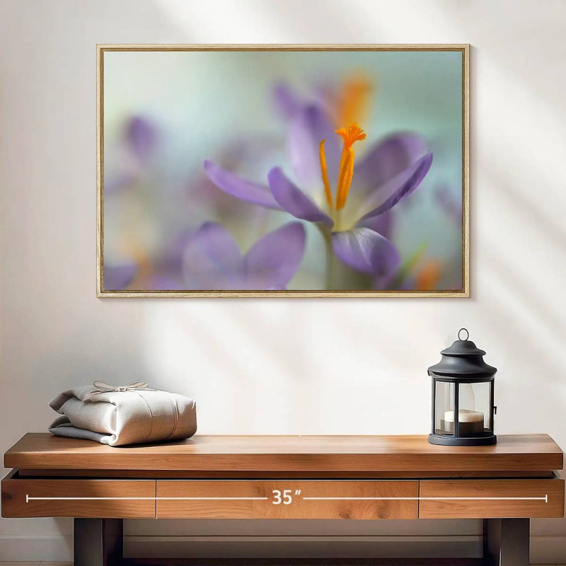 Pastel printanier, 25 po x 17 po, Cadre flottant en bois naturel