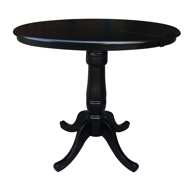 Ensemble de salle à manger à hauteur de comptoir en bois massif extensible, Noir, 3 pièces