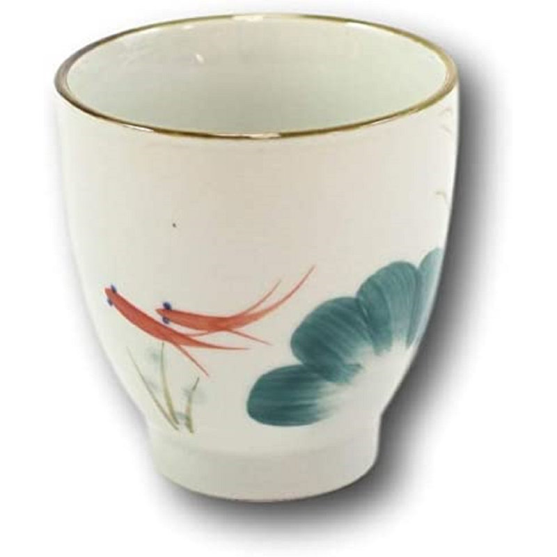 Bayou Breeze Artistique Zen Feng Shui 2 Koi paire de poissons dans un étang à lis en porcelaine blanche en céramique 5 tasses à thé ensemble de tasses à thé Service à domicile cuisine restaurant décoratif (10)