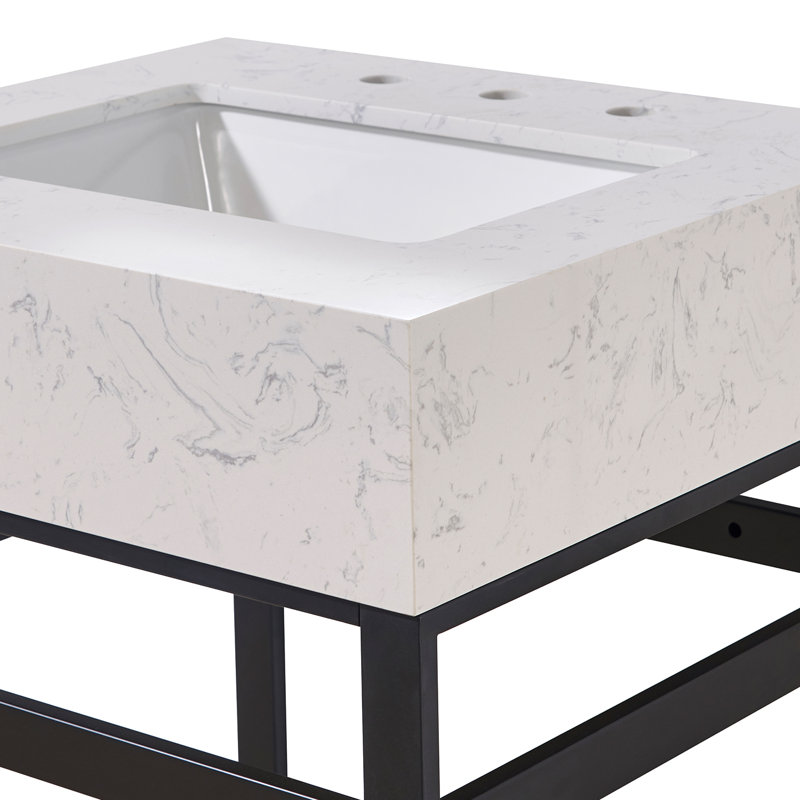 Plateau de meuble-lavabo simple 24 po blanc Aosta avec lavabo