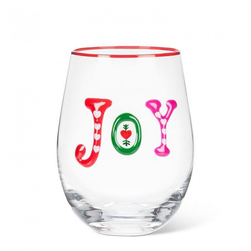Joy Embossed Stemless Wine Glass