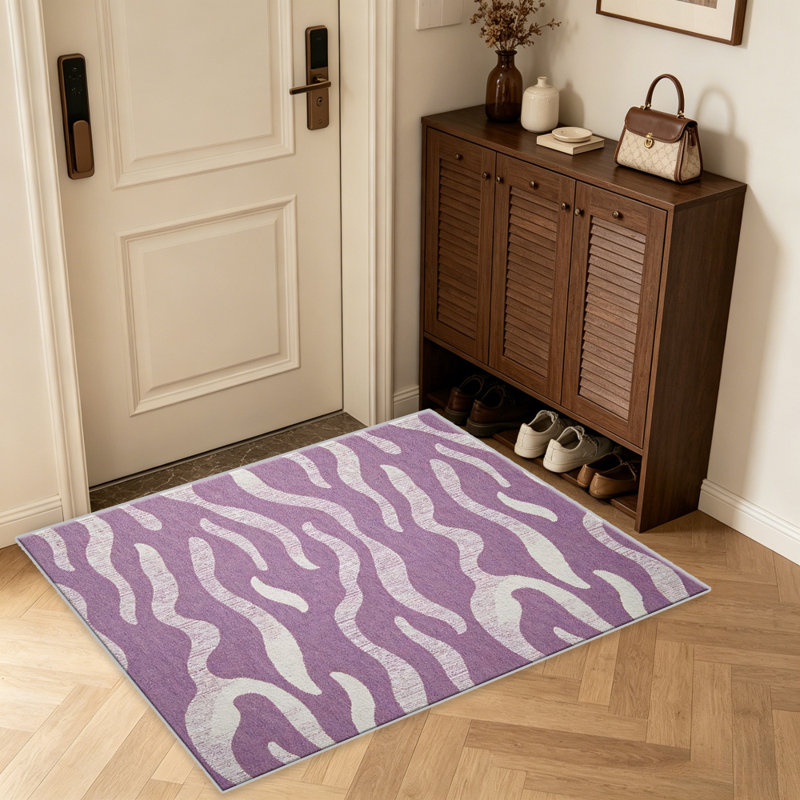 Purple Abstract Wavy carpet-easy to clean, machine-washable, soft and comfortable; suitable for door mats, kitchens, living rooms, bedrooms, corridors, and laundry areas. Easy to clean, durable carpet for home decoration.