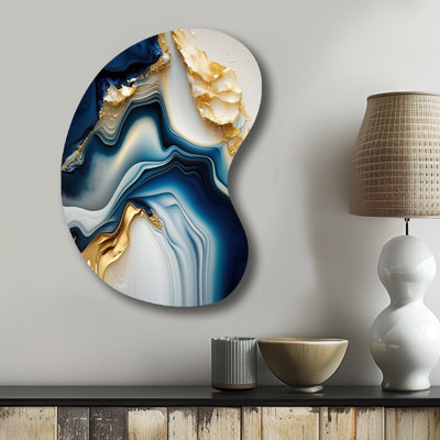 Fresin - Asymmetrical Abstract Marble Metal Wall Art, Unique Shape Metal Wall Sculpture Print