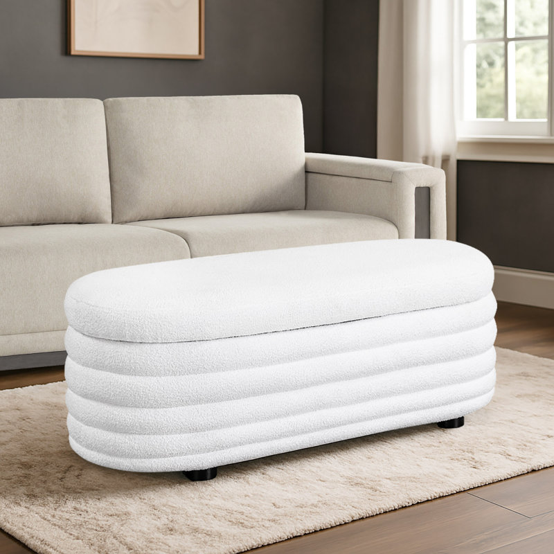 Grand repose-pieds de rangement Burbach - blanc