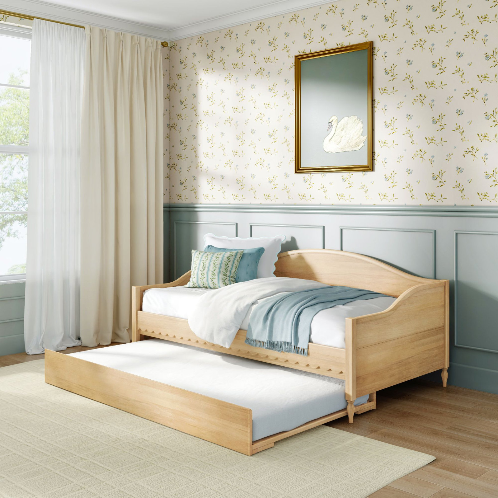 Charlotte Twin Day Bed with Trundle, Blonde