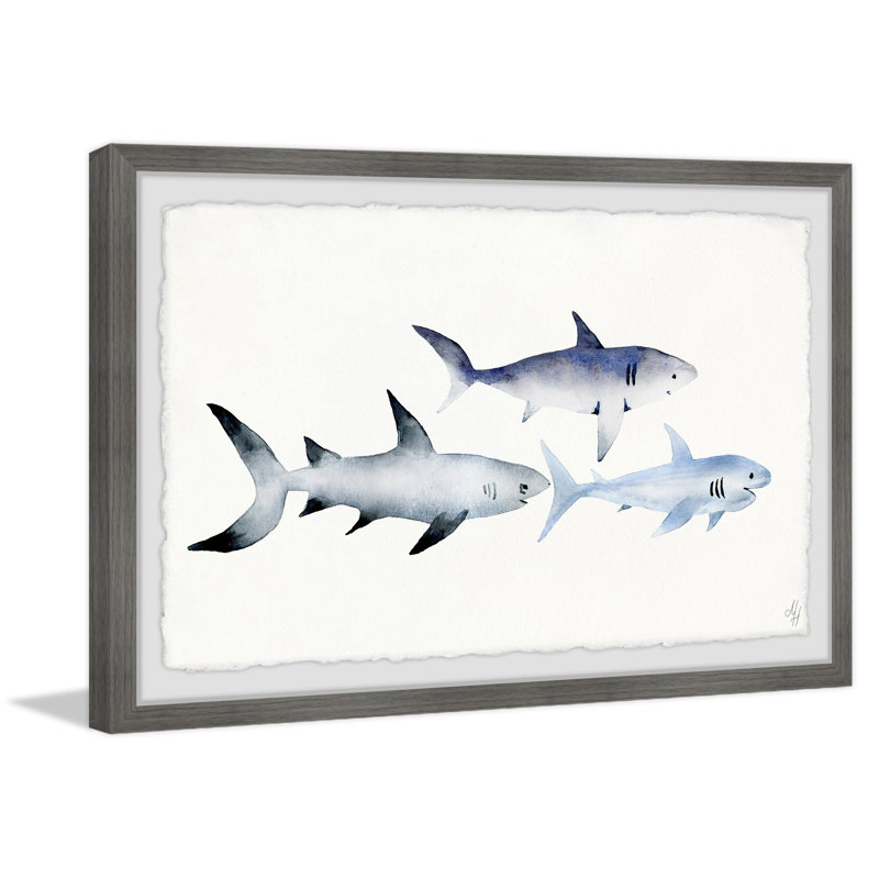 Mekhi Follow The Sharks - Single Picture Frame Painting, 20cm H x 30cm W