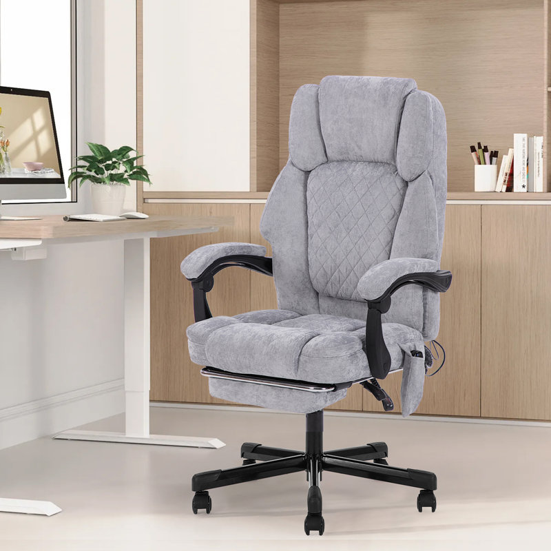 Chaise de bureau ergonomique réglable avec repose-pieds et soutien lombaire, Gris