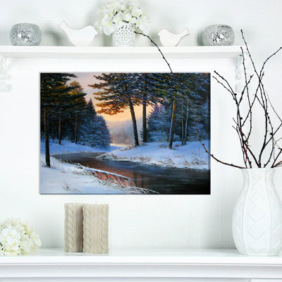 Winter River and Forest - reproduction sur toile
