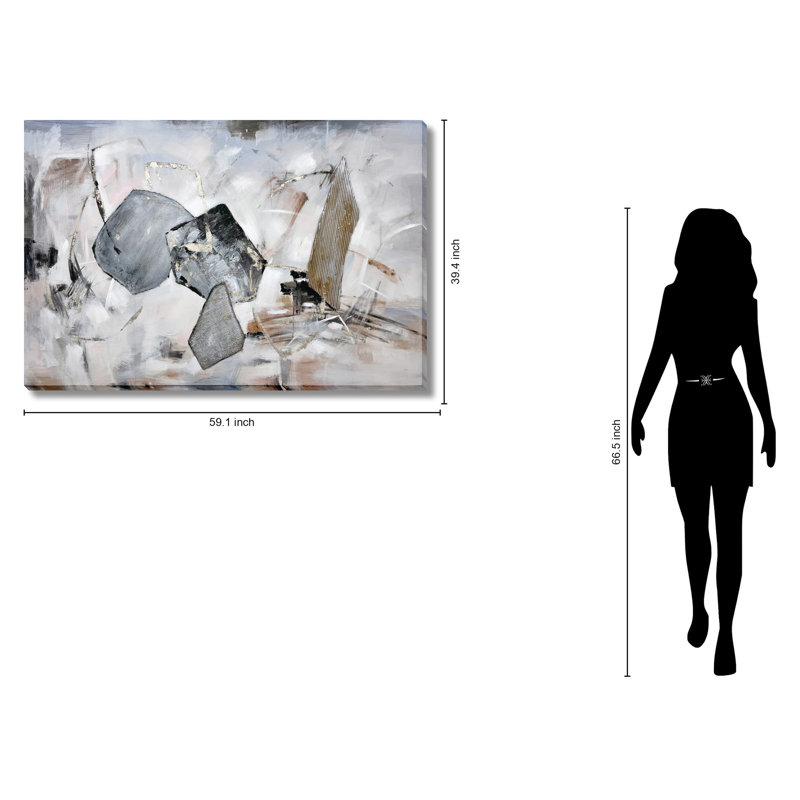 Platine géométrique en mouvement, art mural sur toile - 39 po x 59 po