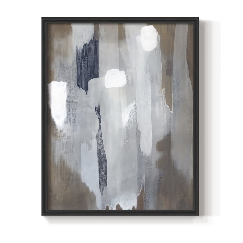 Neige et minéral II, reproduction encadrée - bois massif, H 11 po x l 9 po, Cadre noir