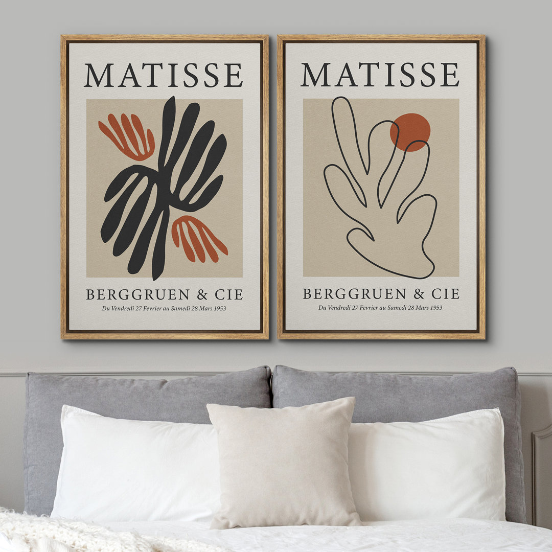 Classical Artwork " Matisse Ocean Coral Plant Pattern Collage " by Henri Matisse 2 - Pieces IDEA4WALL Frame 