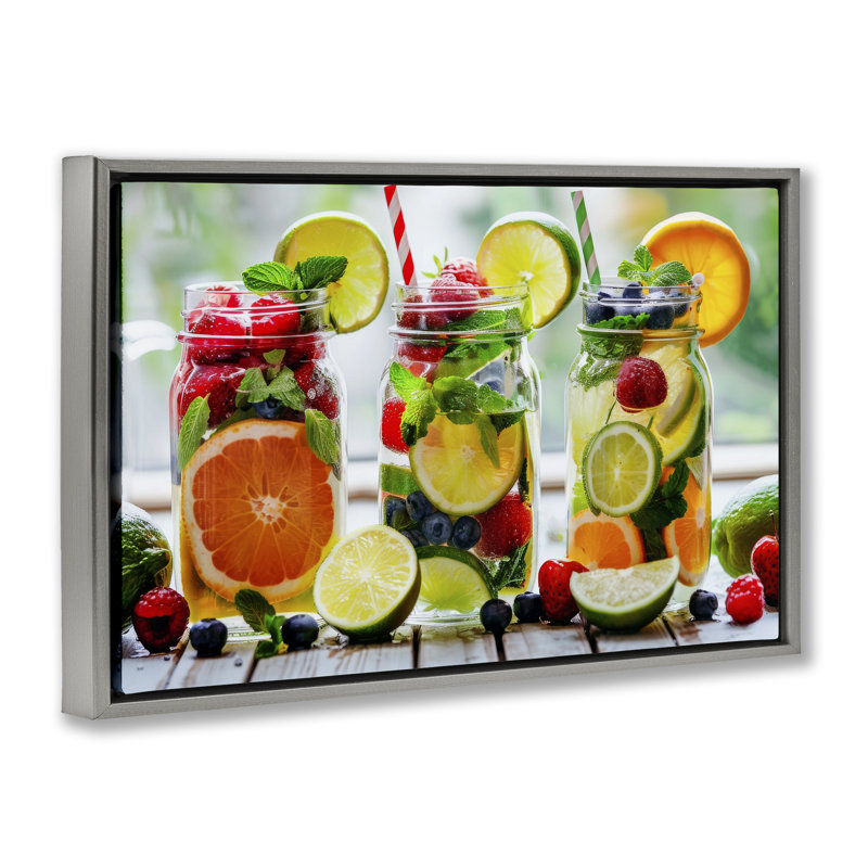 Vibrant Citrus & Berry Infusion Floating Frame, design by Lazar Studio, 17 x 25, Lustre Grey Floater Framed