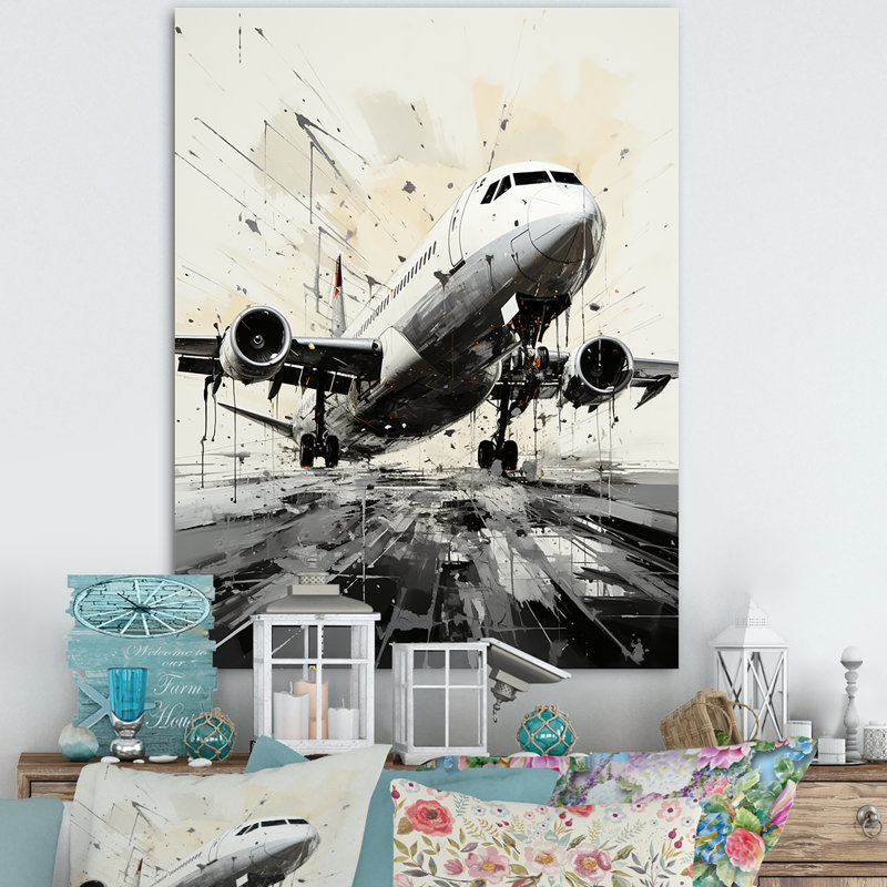 «Abstracted Plane Flight Path», reproduction d'art mural, H 32 po x l 16 po x P 1 po, Toile tendue