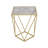 Gold & White Glass Side Table, Modern Minimalist Accent End Table