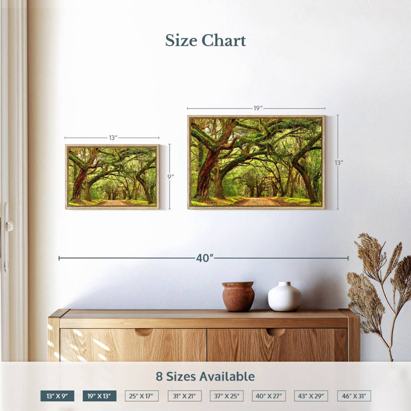 Charleston Oak Forest, 19 po x 13 po, Cadre flottant en bois naturel