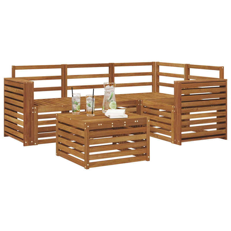  Outdoor Sofa Set 5 Pcs Solid Acacia Wood Garden Furniture Patio Seating
