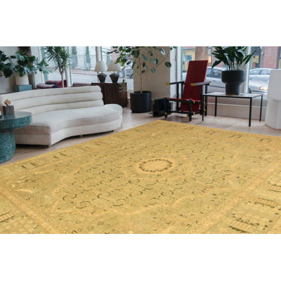 Tapis beige en laine noué à la main à motif oriental 9 pi x 11 pi 6 po Roby