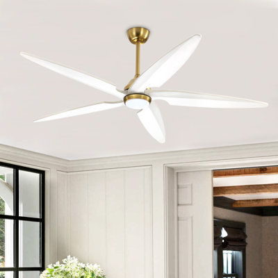 Chanille 5-Blade Solid Wood Ceiling Fan with LED Light and Remote Control