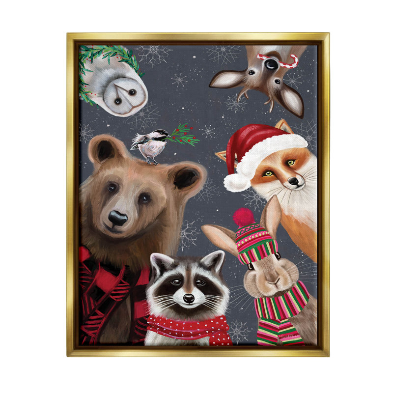 «Cozy Woodland Creatures» par Elizabeth Tyndall - peinture sur toile, H 21 po x l 17 po x P 1,7 po