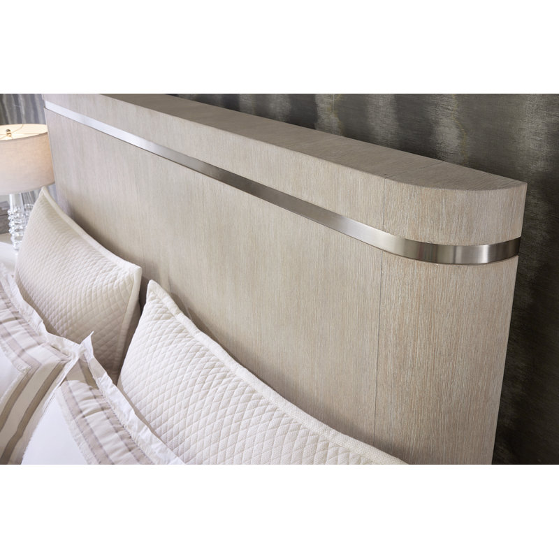 Light Wood Diamond Queen Panel Bed with Upholstered Headboard