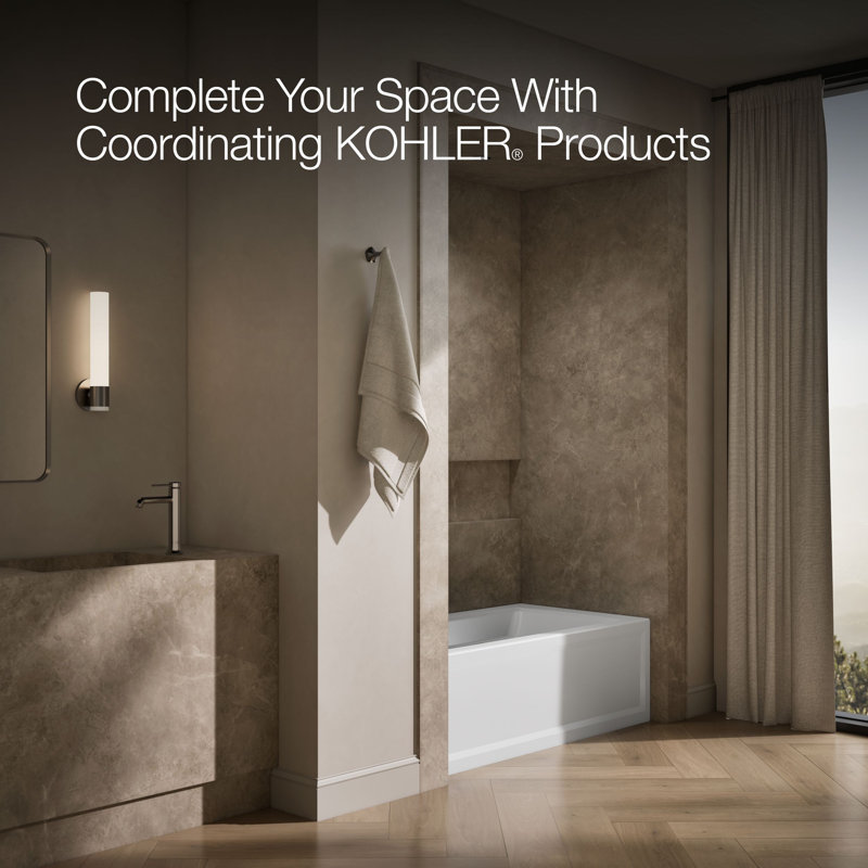 Archer® 60" x 32" Soaking Acrylic Bathtub with Heater, White, Left