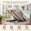 Lit plateforme glamour à panneaux festonnés, revêtu de velours et doté d'un rangement intégré, taille standard, couleur crème-360704814-367500875