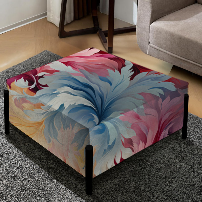 Painterly Multicolor Damask Stroke - Abstrait grand repose-pieds carré