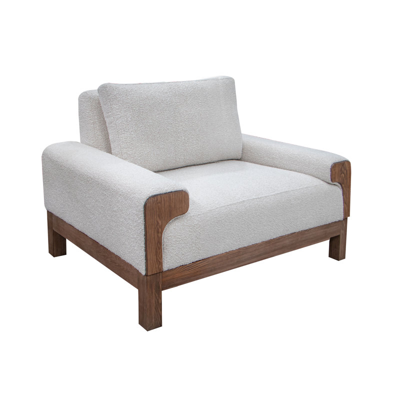 Sedona Wooden Frame & Base, Armchair, Ivory Polyester Blend