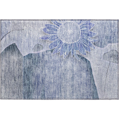 Premium Machine Washable Prisco Blue Rug