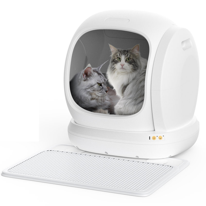 75L Extra Large Open Self-cleaning Smart Automatic Cat Litter Box With Mat & Liner for Multi Cats, App Control/Odour Removal/Safety Protection