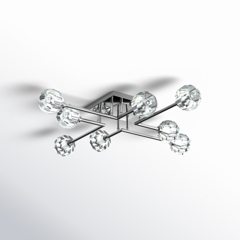Bolivar Crystal Semi Flush Mount, Chrome