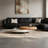 Alyson Organic Pebble Low Profile Coffee Table with Rotating Walnut Veneer Top, Dual-Tier Asymmetrical Center Table for Living Room