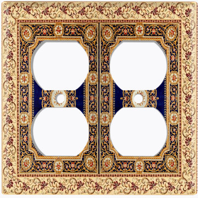 Élégant tapis à cadre coloré, peinture bleu marine, plaque murale à 2 interrupteurs à bascule