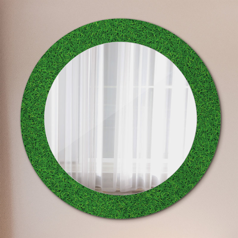 Huldar Glass Flat Wall Mirror, Green Green Grass, 60cm H x 60cm W