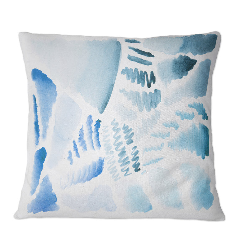 Éléments graphiques rétro en bleu et vert II - Coussin décoratif imprimé moderne, 18 po x 18 po